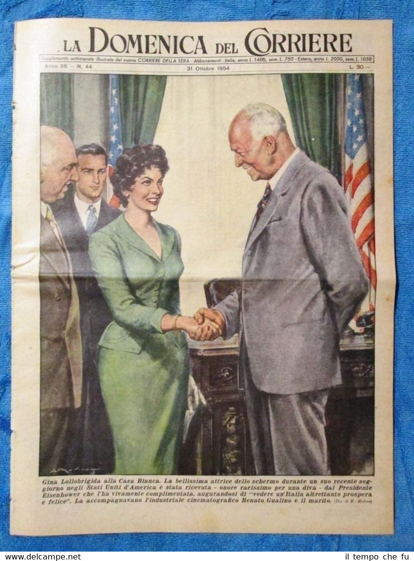 La Domenica del Corriere 31 ottobre 1954 G.Lollobrigida - Amatrice …