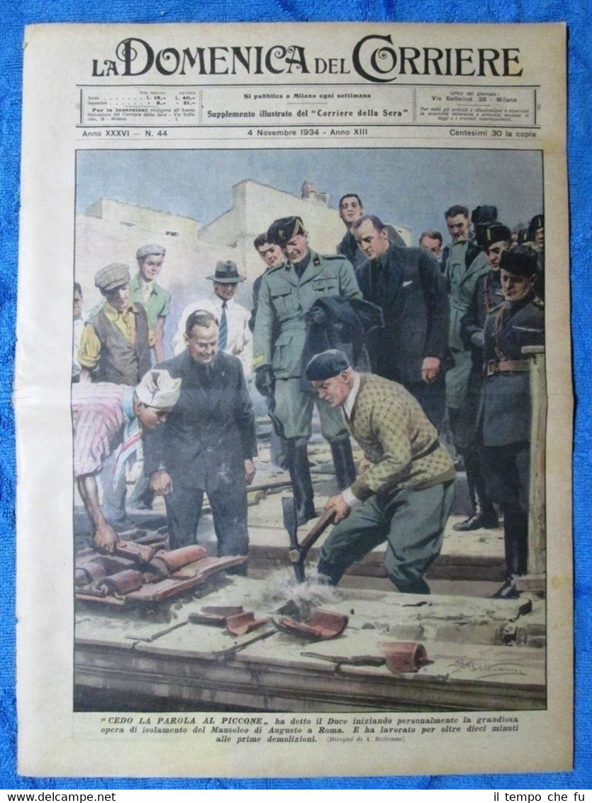 La Domenica del Corriere 4 novembre 1934 Mussolini - Alpini …