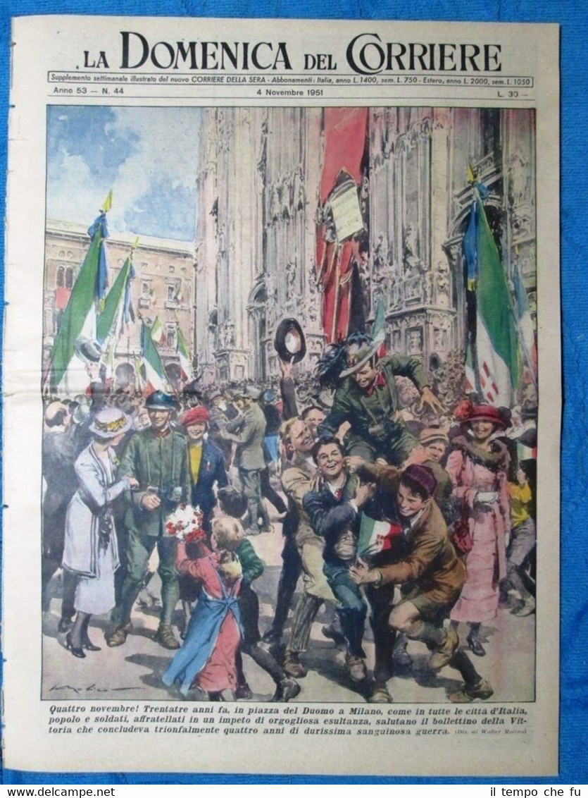 La Domenica del Corriere 4 novembre 1951 Italia - Buenos …