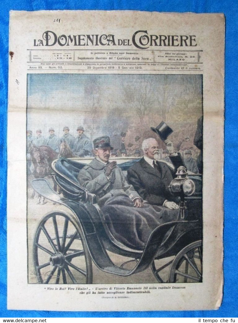La Domenica del Corriere 5 gennaio 1919 WW1 Vitt.Emanuele III …