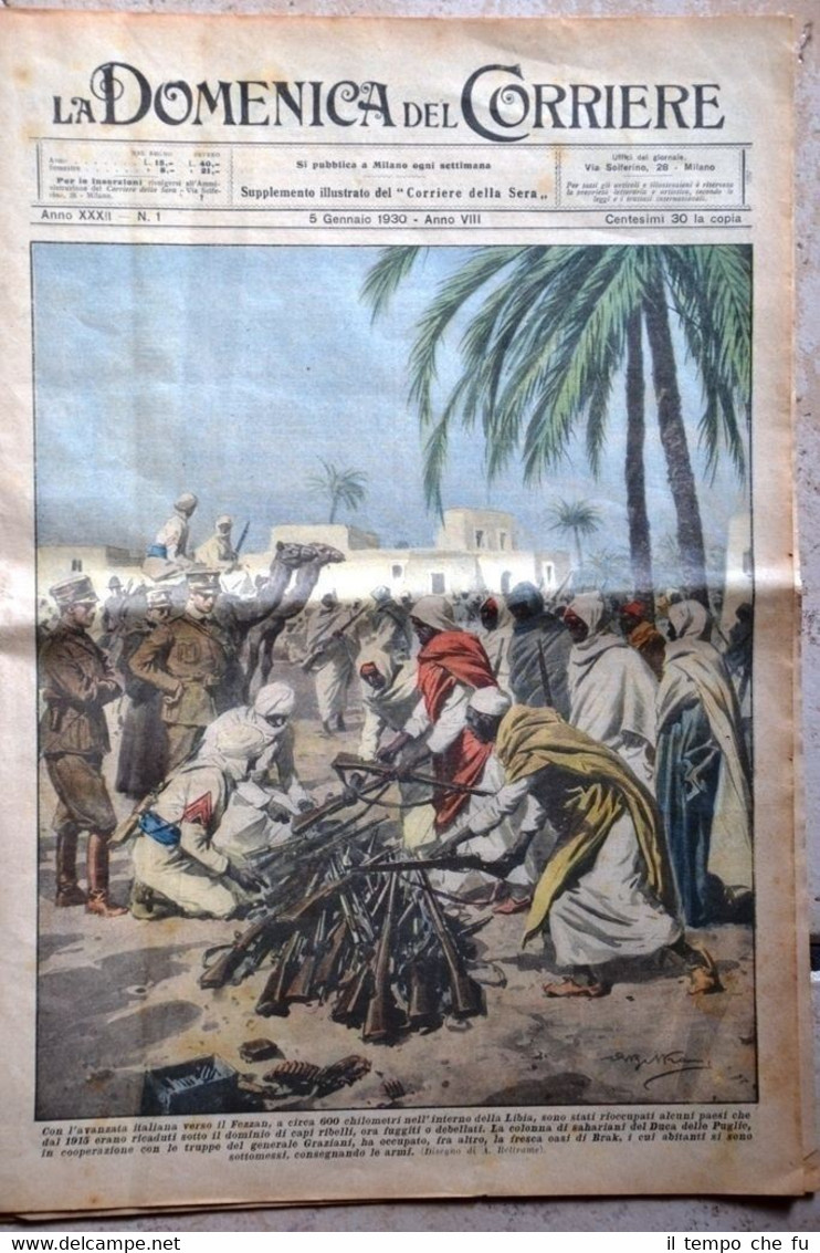 La Domenica del Corriere 5 Gennaio 1930 Fezzan Moliterno Potenza …