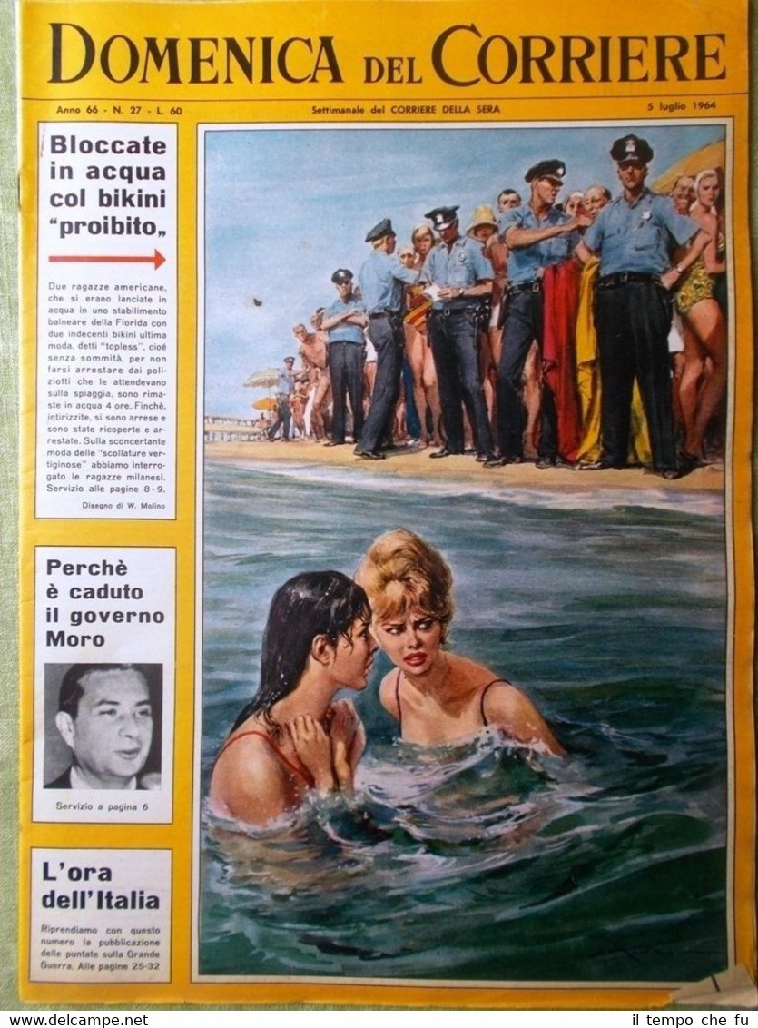 La Domenica del Corriere 5 Luglio 1964 WW1 Topless Bikini …