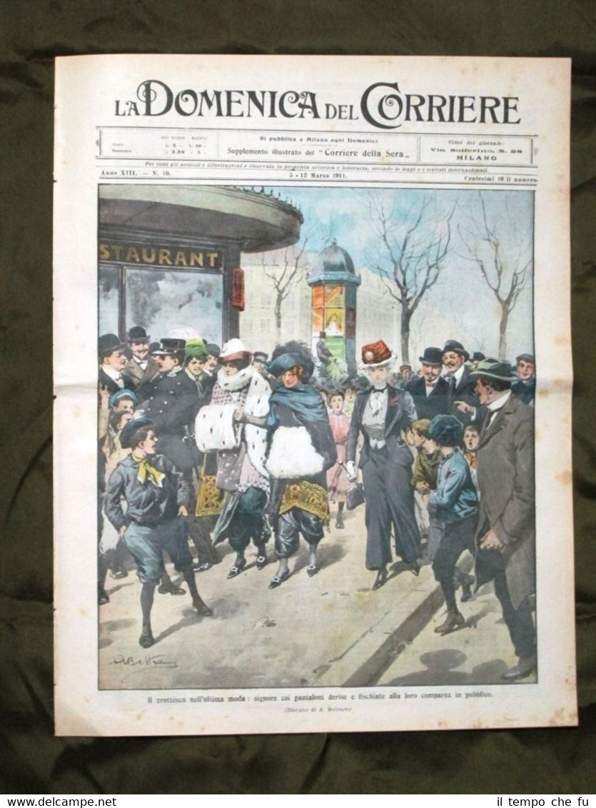 La Domenica del Corriere 5 Marzo 1911 Signore con pantaloni …