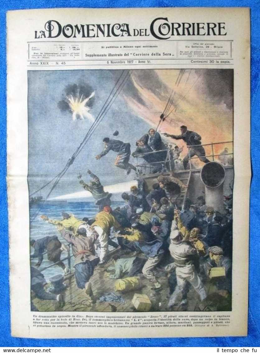 La Domenica del Corriere 6 novembre 1927 Cina - Saratoga …