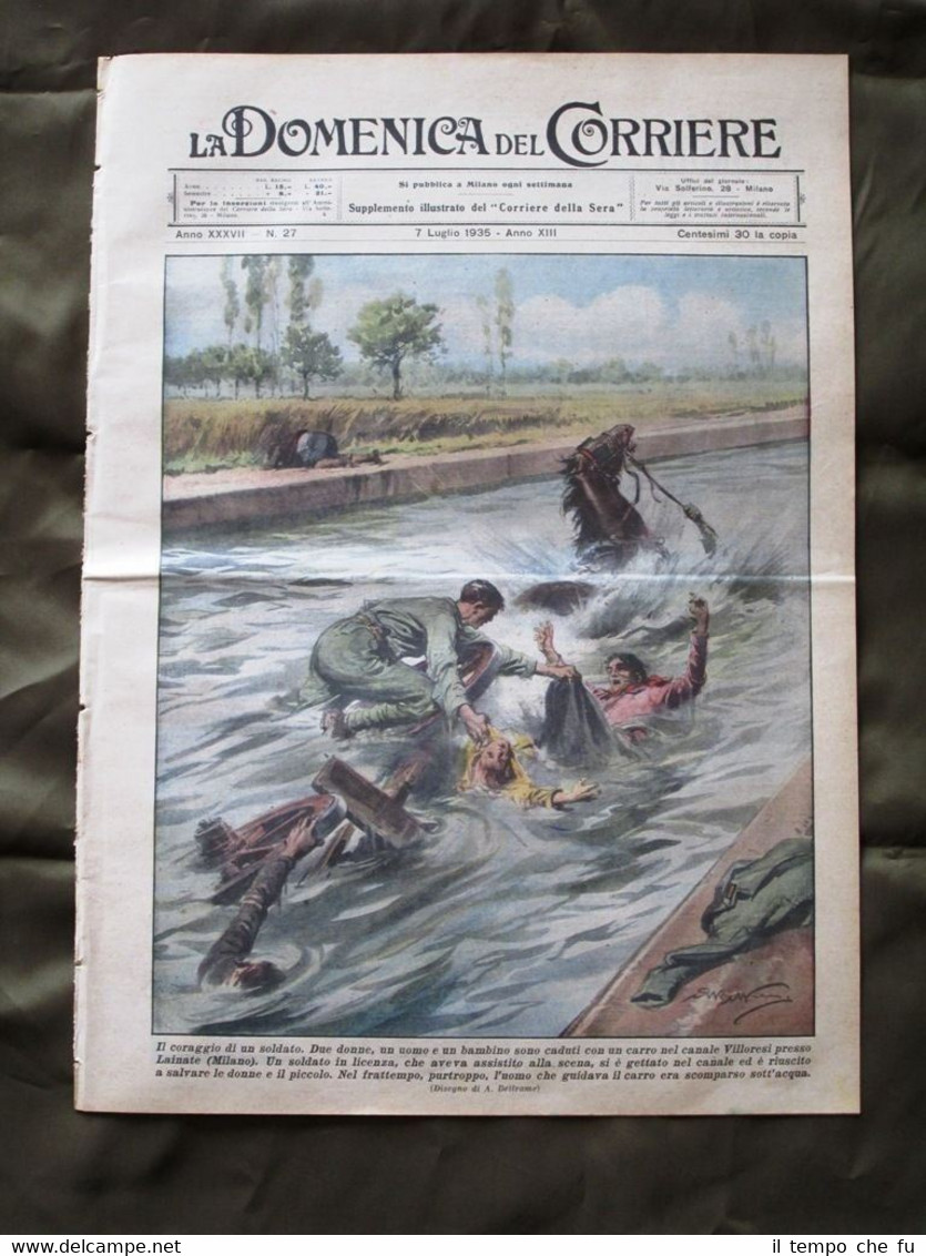 La Domenica del Corriere 7 Luglio 1935 Soldato eroe Treno …