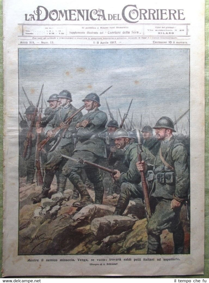 La Domenica del Corriere 8 Aprile 1917 WW1 Tedeschi Aosta …