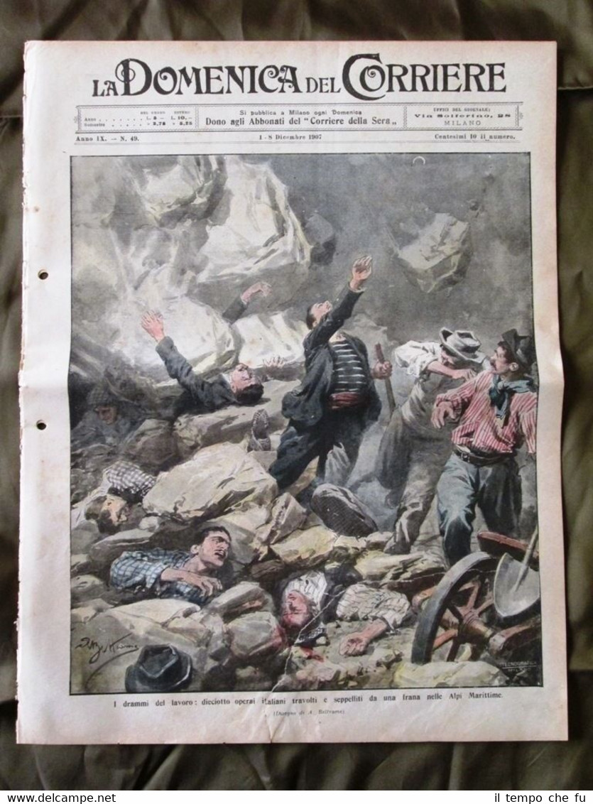 La Domenica del Corriere 8 Dicembre 1907 Operai Frana Vapore …