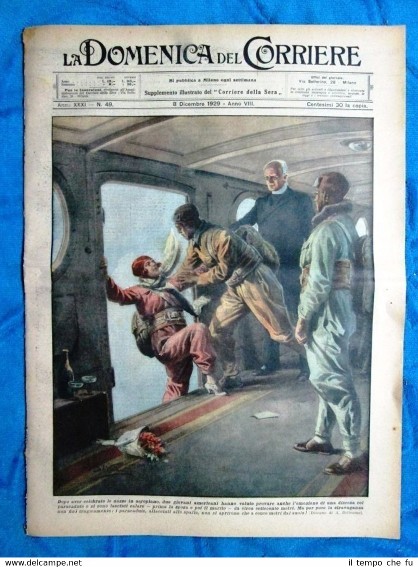 La Domenica del Corriere 8 dicembre 1929 Paracadute America Africa …