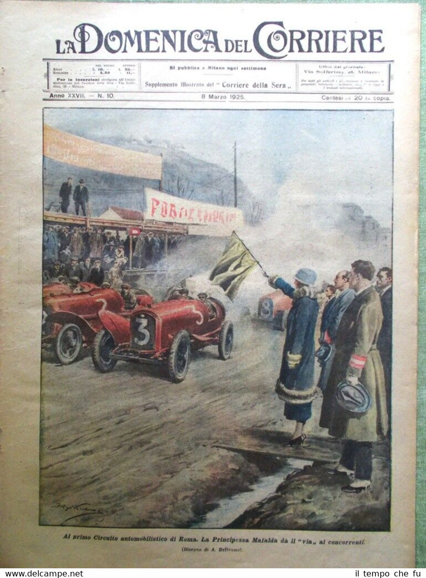 La Domenica del Corriere 8 Marzo 1925 Automobilismo De Lucia …