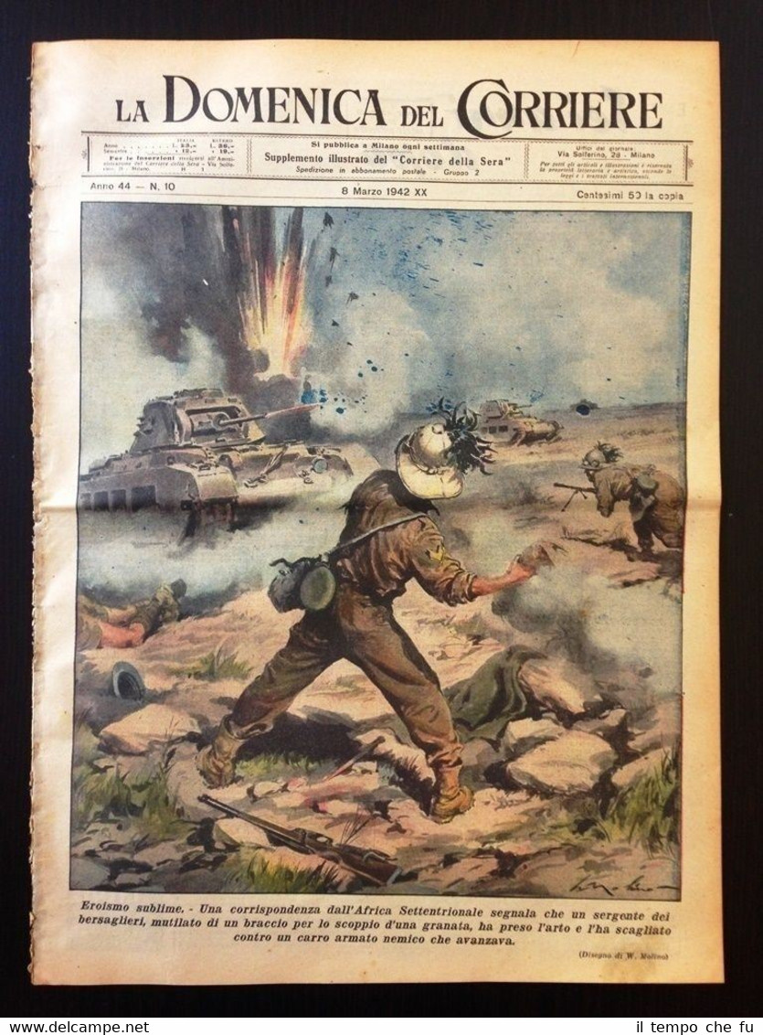La Domenica del Corriere 8 marzo 1942 bersagliere Yorktown Russia