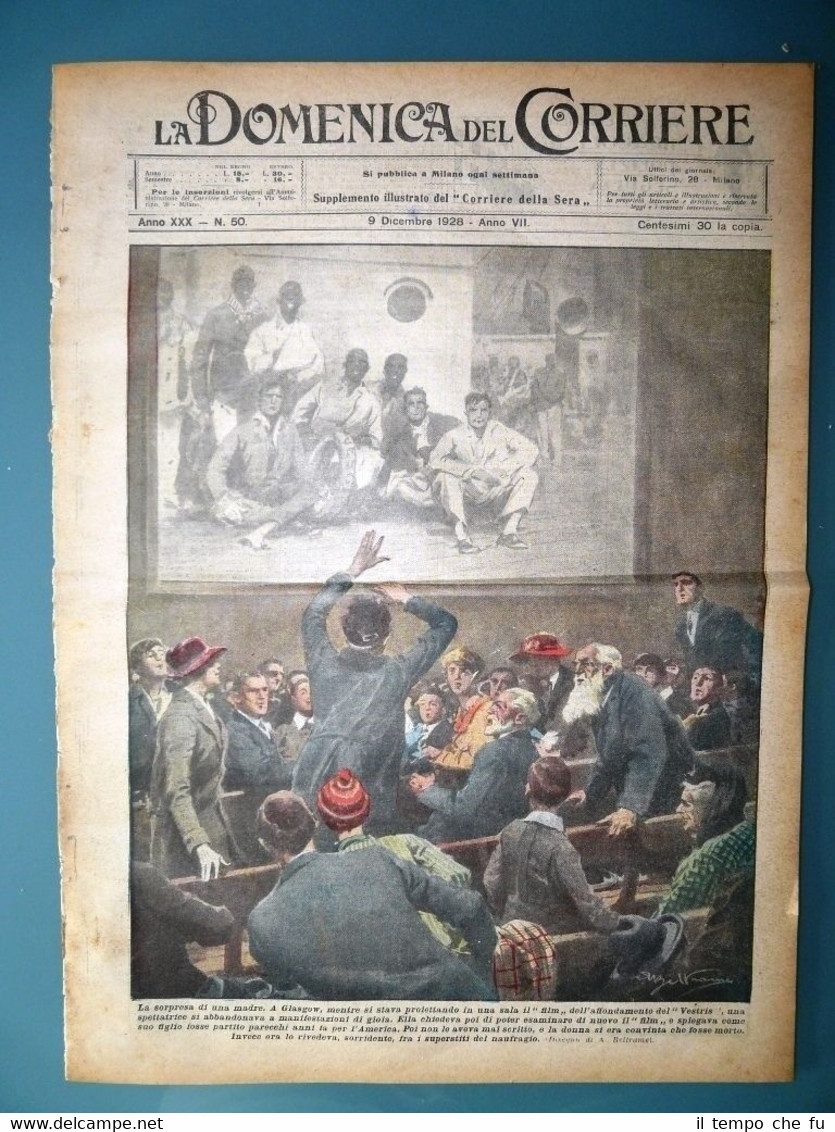 La Domenica del Corriere 9 Dicembre 1928 Glasgow Vestris Film …
