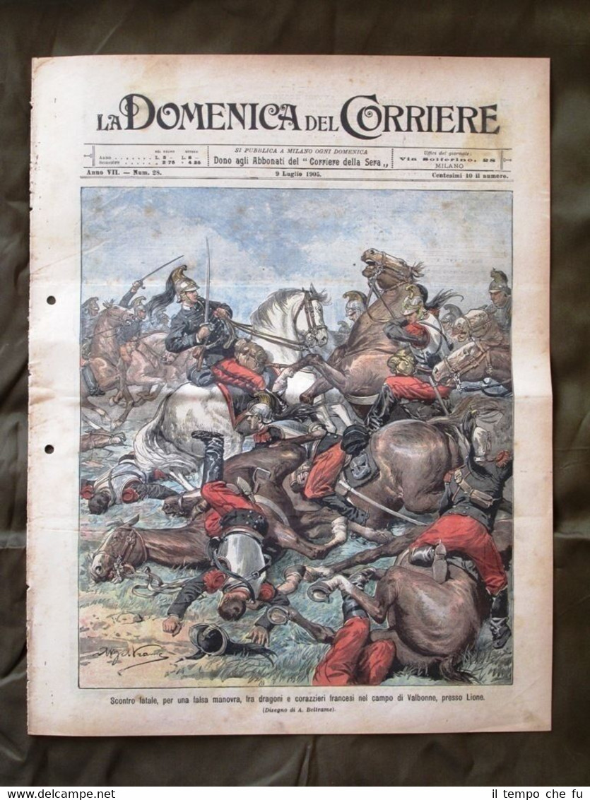 La Domenica del Corriere 9 Luglio 1905 Corazzieri Diligenza svizzera …