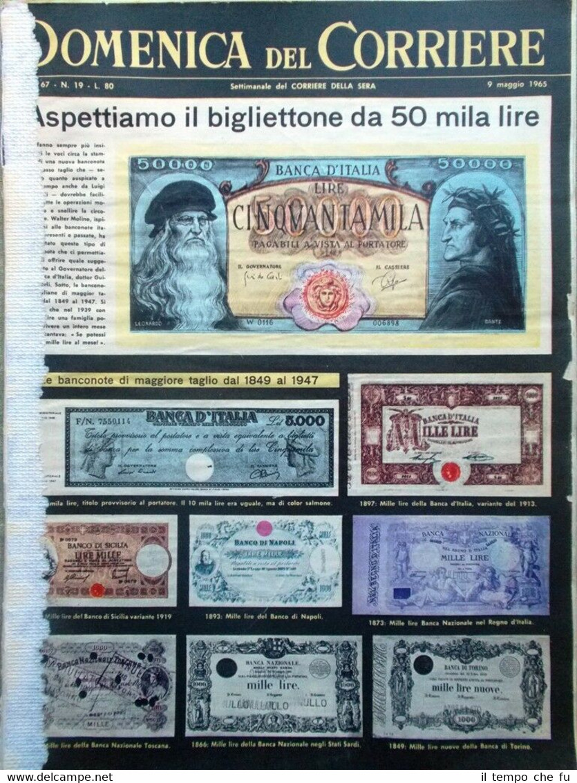 La Domenica del Corriere 9 Maggio 1965 Banconote Lira Beatles …