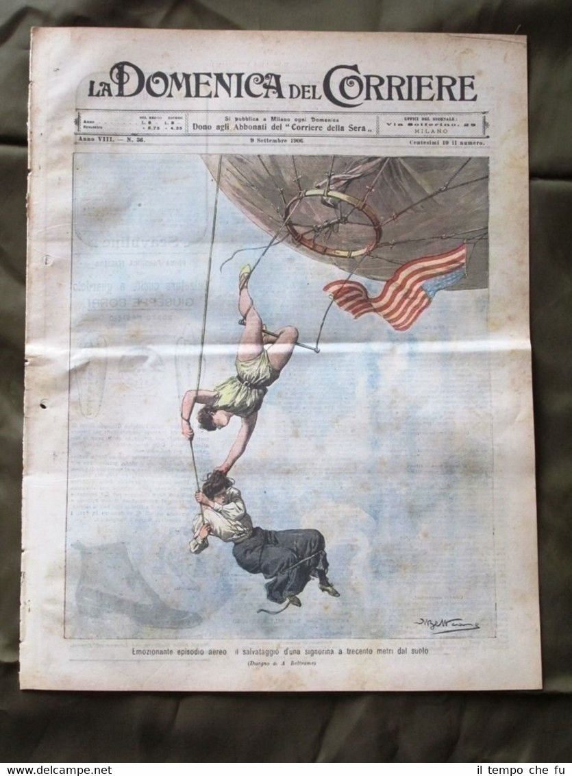 La Domenica del Corriere 9 Settembre 1906 Salvataggi aereo Arena …