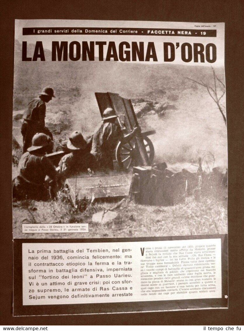 La Domenica del Corriere Inserto Colonialismo Montagna d'oro Ras Cassa …