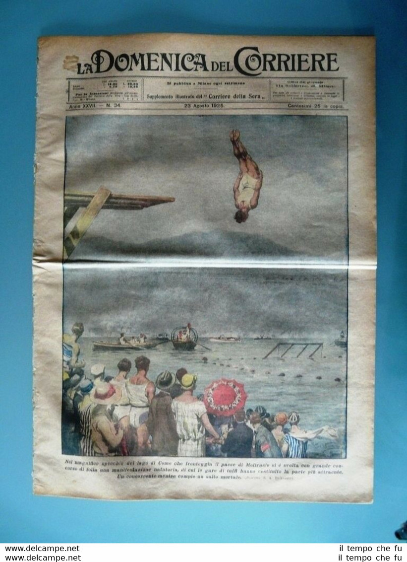 La Domenica del Corriere originale 23 Agosto1925 Como Moltrasio Oakland …