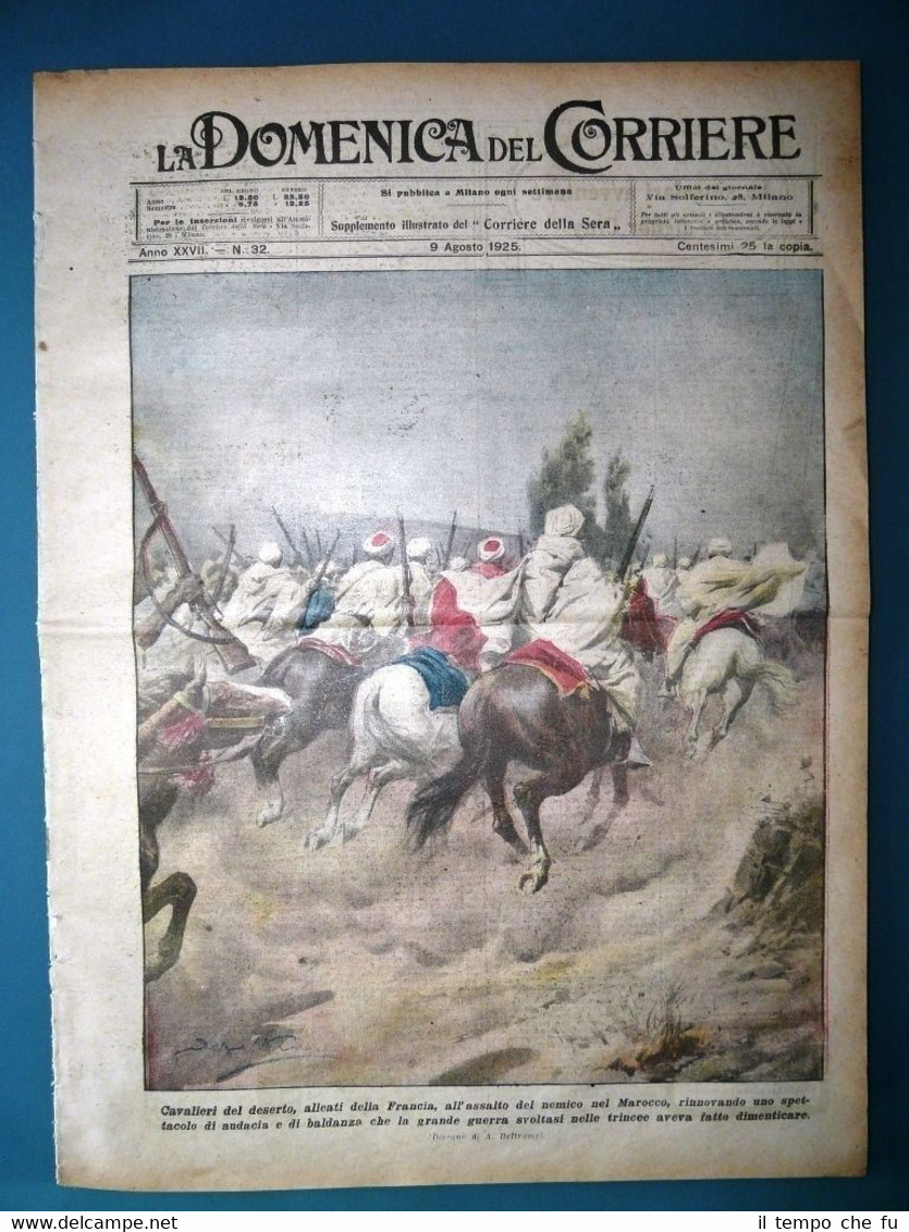 La Domenica del Corriere originale 9 Agosto1925 Deserto Marocco Alpinista