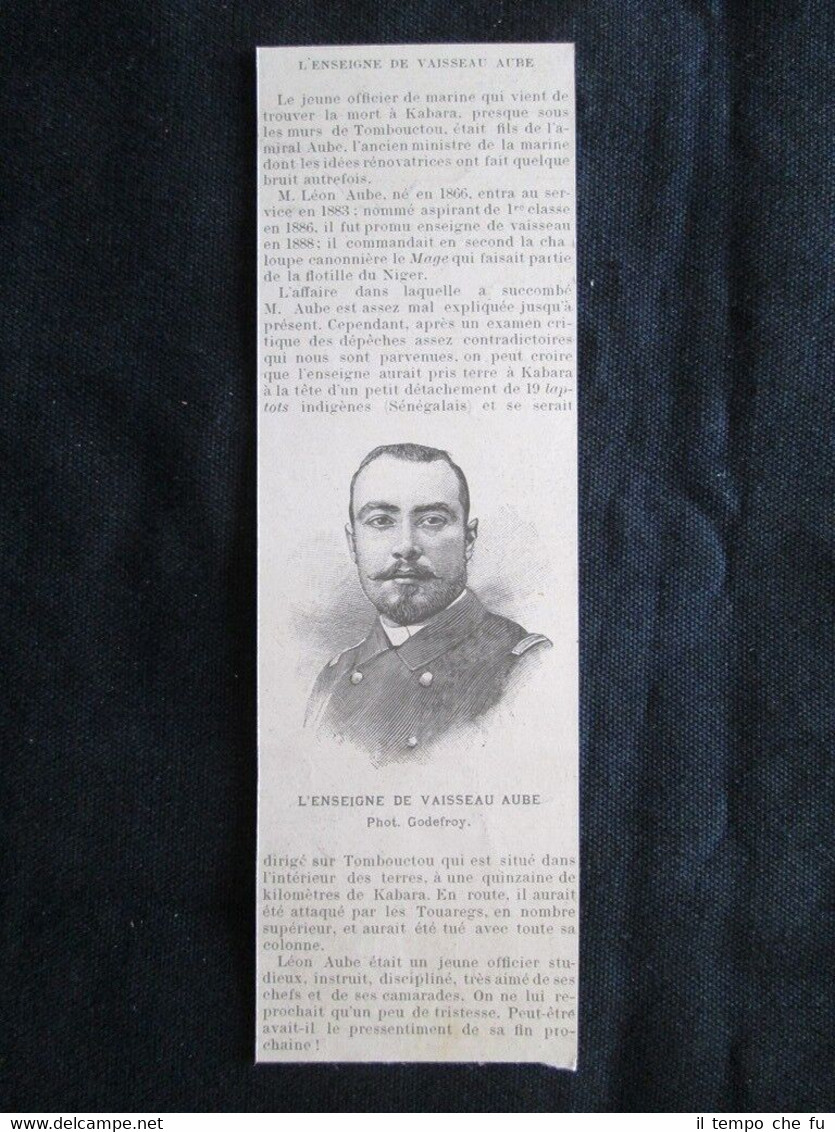 La guardiamarina Leon Aube Incisione del 1894