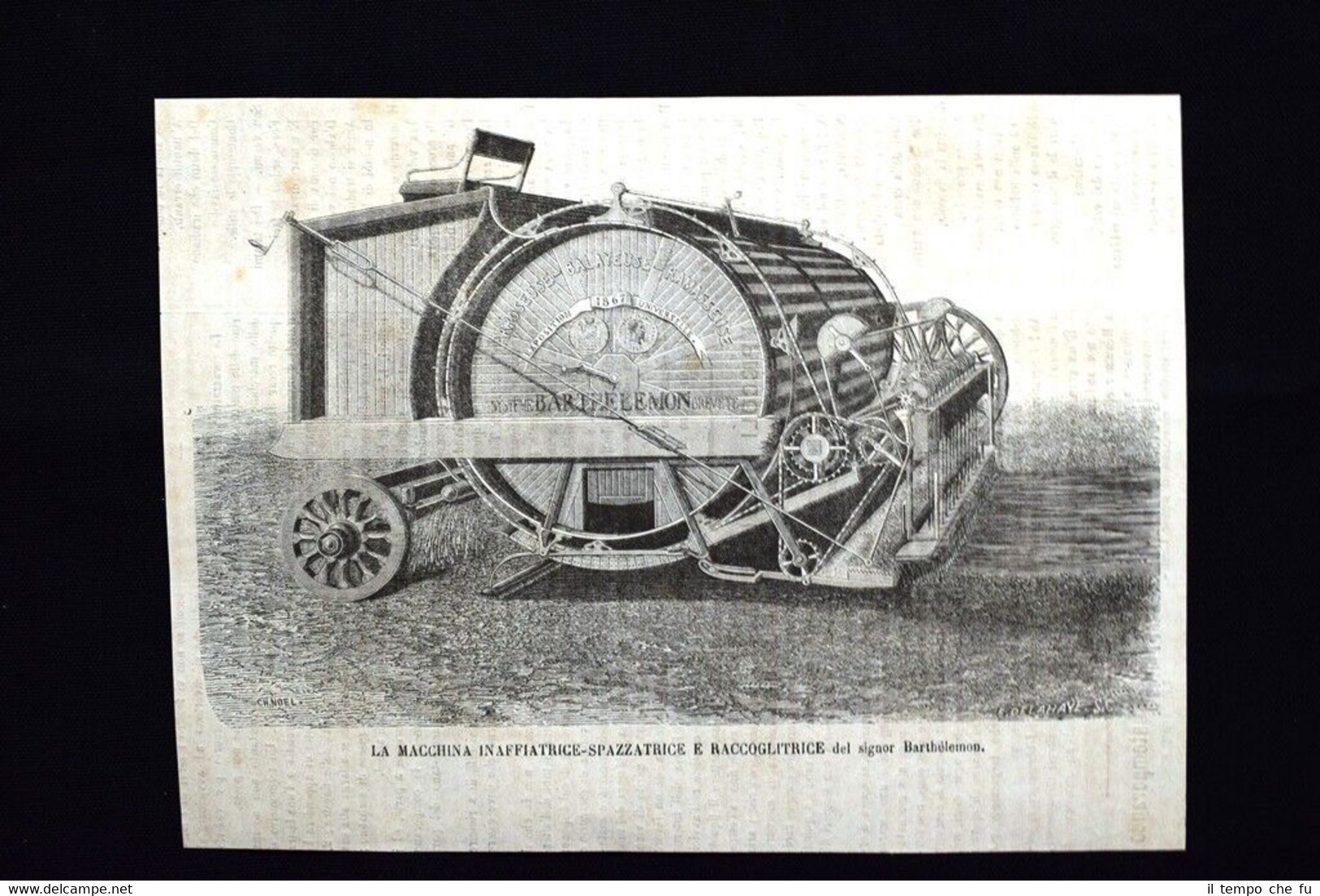 La macchina innaffiatrice-spazzatrice del signor Barthélemon Incisione del 1870