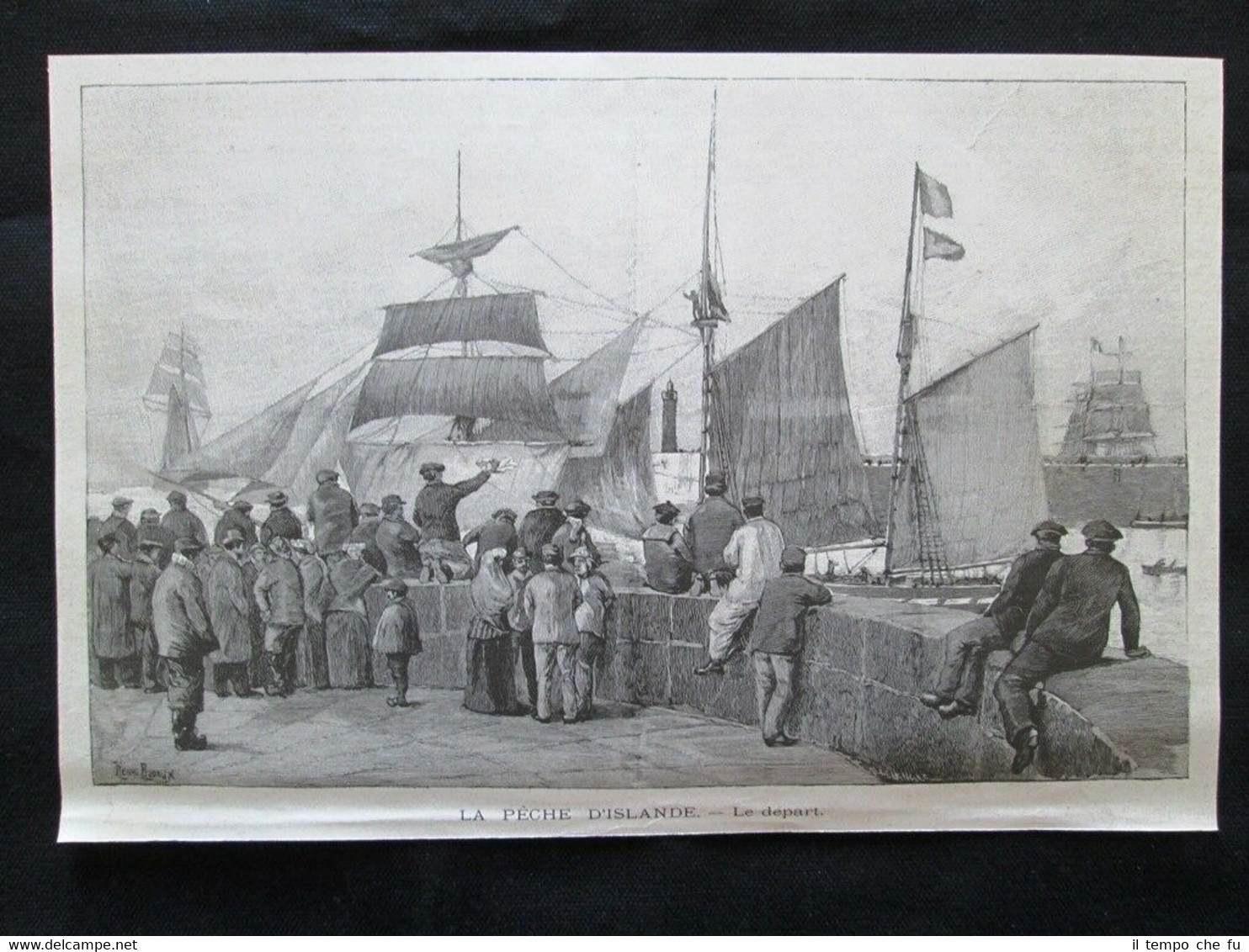 La pesca in Islanda – La partenza Incisione del 1894