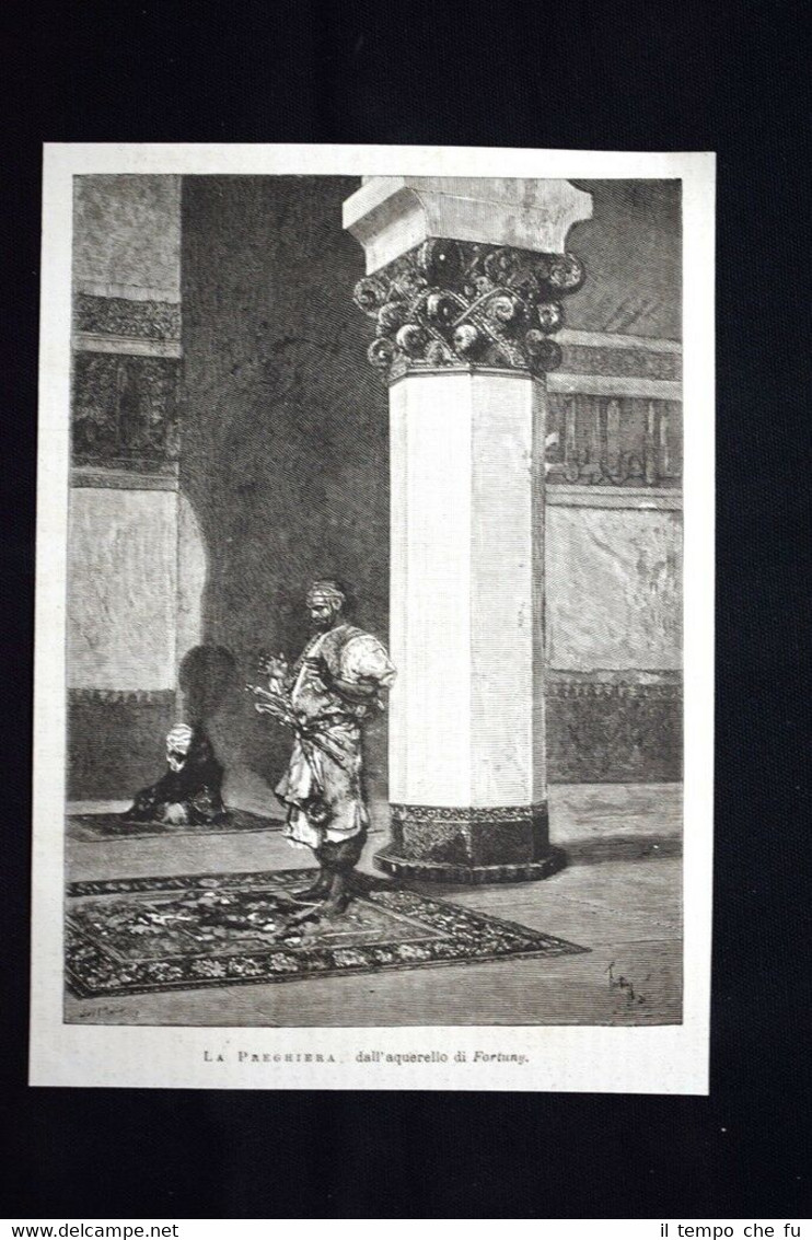 La preghiera, dall'acquerello di Fortuny Incisione del 1876