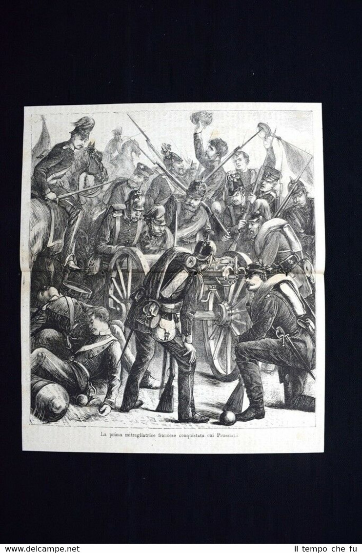 La prima mitragliatrice francese conquistata dai Prussiani Incisione del 1871