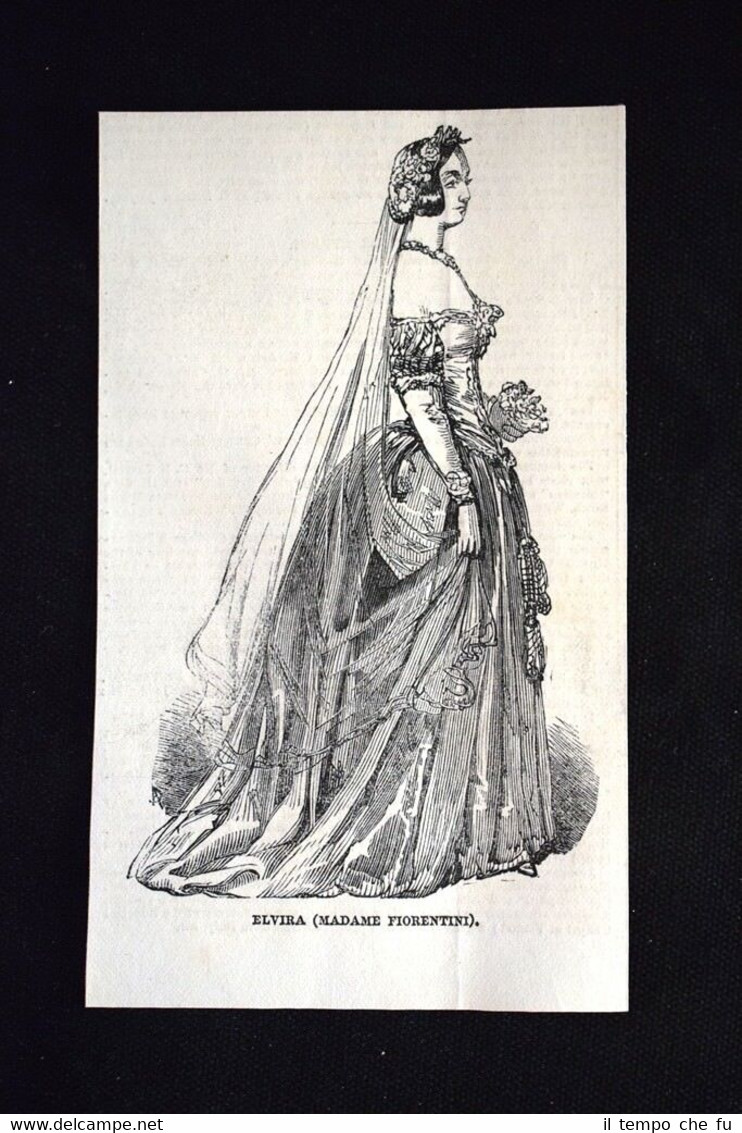 La signora Fiorentini nel ruolo di Elvira Incisione del 1851