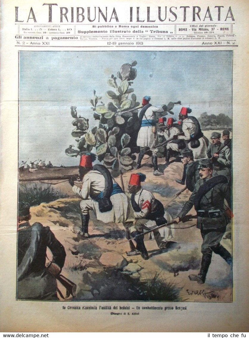 La Tribuna Illustrata 12 Gennaio 1913 Albanesi Pozzuoli Firenze Uniformi …