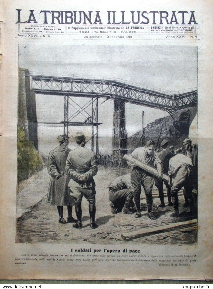La Tribuna Illustrata 2 Febbraio 1919 Capodistria Douai Puccini Costanzi …