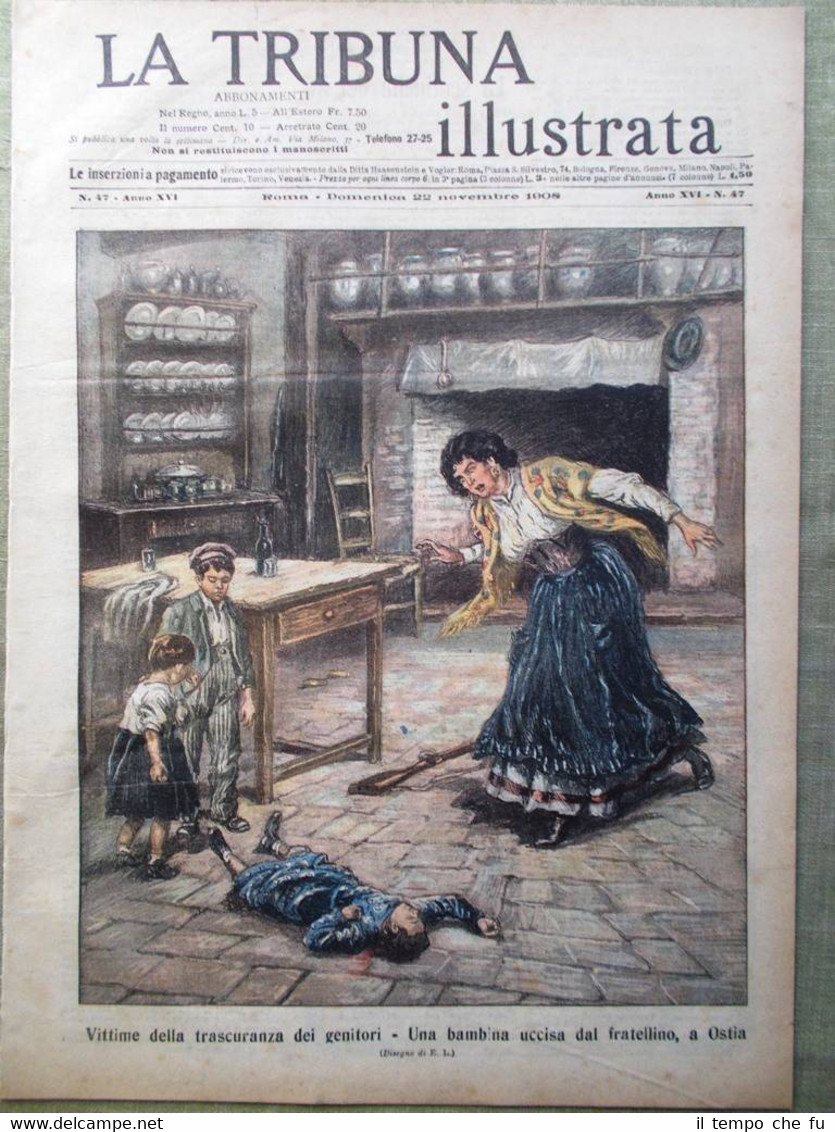 La Tribuna Illustrata 22 Novembre 1908 Parlamento Cross Country Delleani …