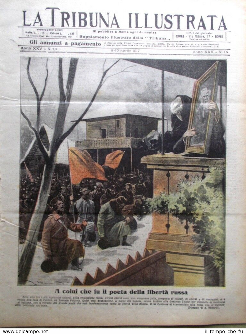 La Tribuna Illustrata 8 Aprile 1917 WW1 Tolstoi Carnia Somme …