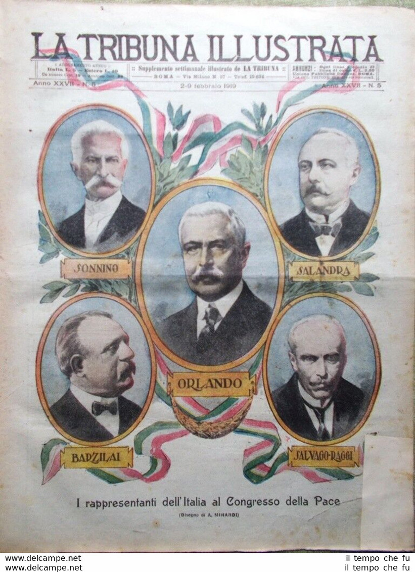 La Tribuna Illustrata 9 Febbraio 1919 Congresso Pace Svezia Rubli …