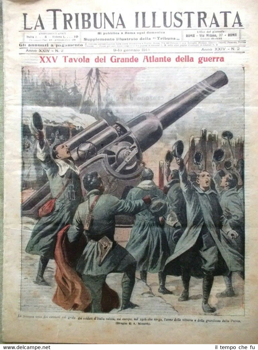 La Tribuna Illustrata 9 Gennaio 1916 WW1 Germania Carnia Italiani …