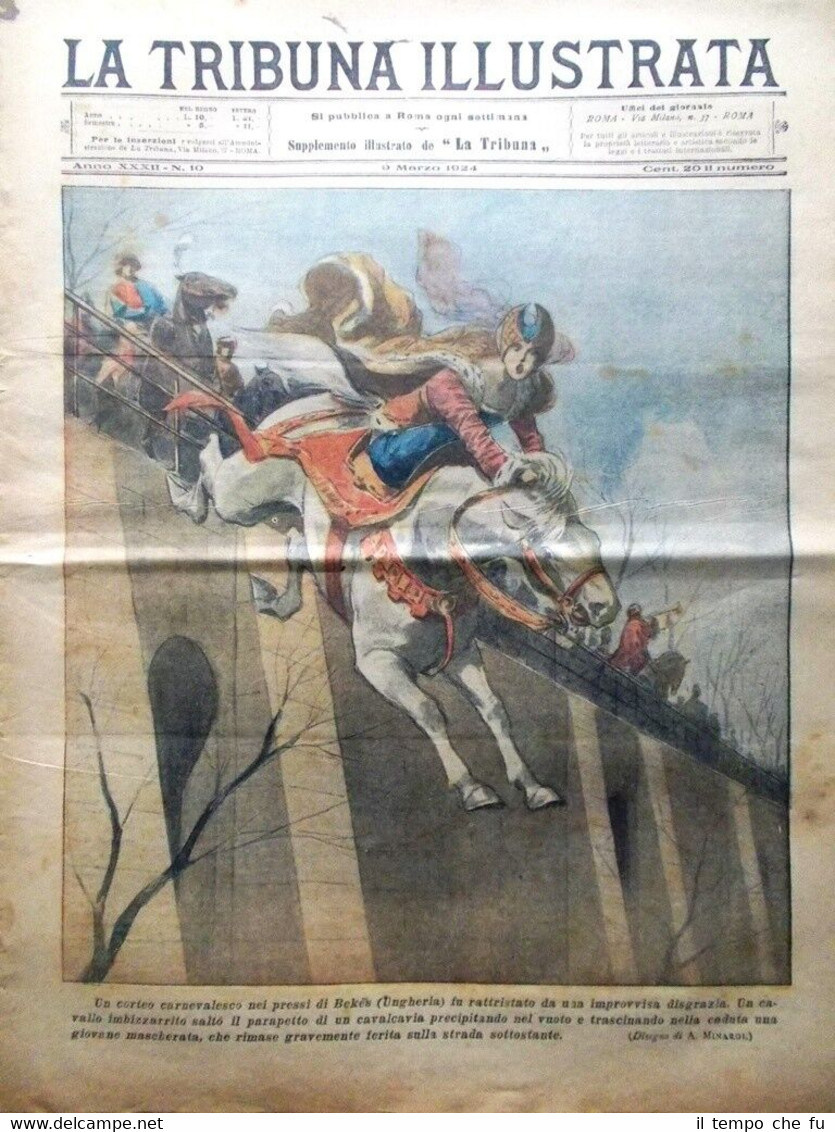 La Tribuna Illustrata 9 Marzo 1924 Carabinieri Palatinato Disastro Ferroviario