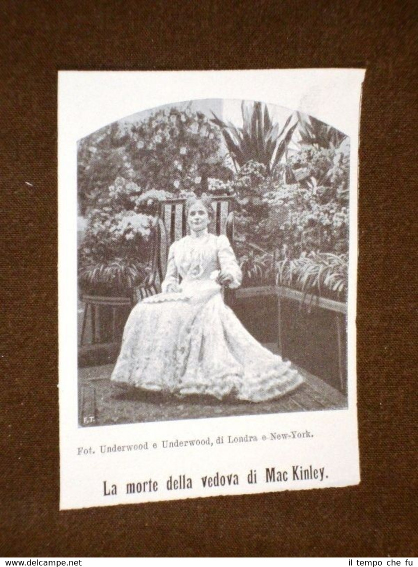 La Vedova di Mac Kinley Morta nel 1907
