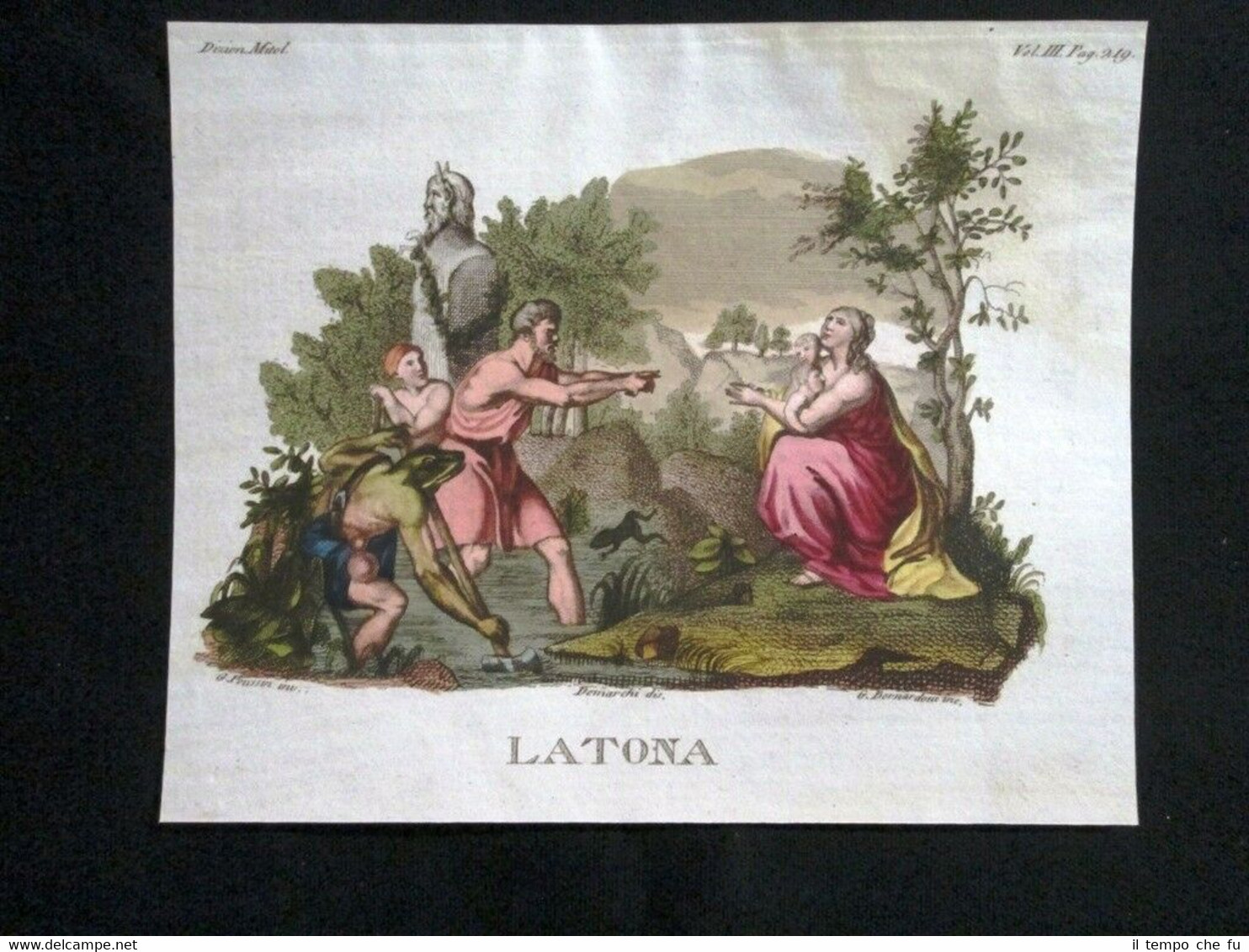 Latona, Coo, Febe Incisione colorata a mano del 1820 Mitologia …