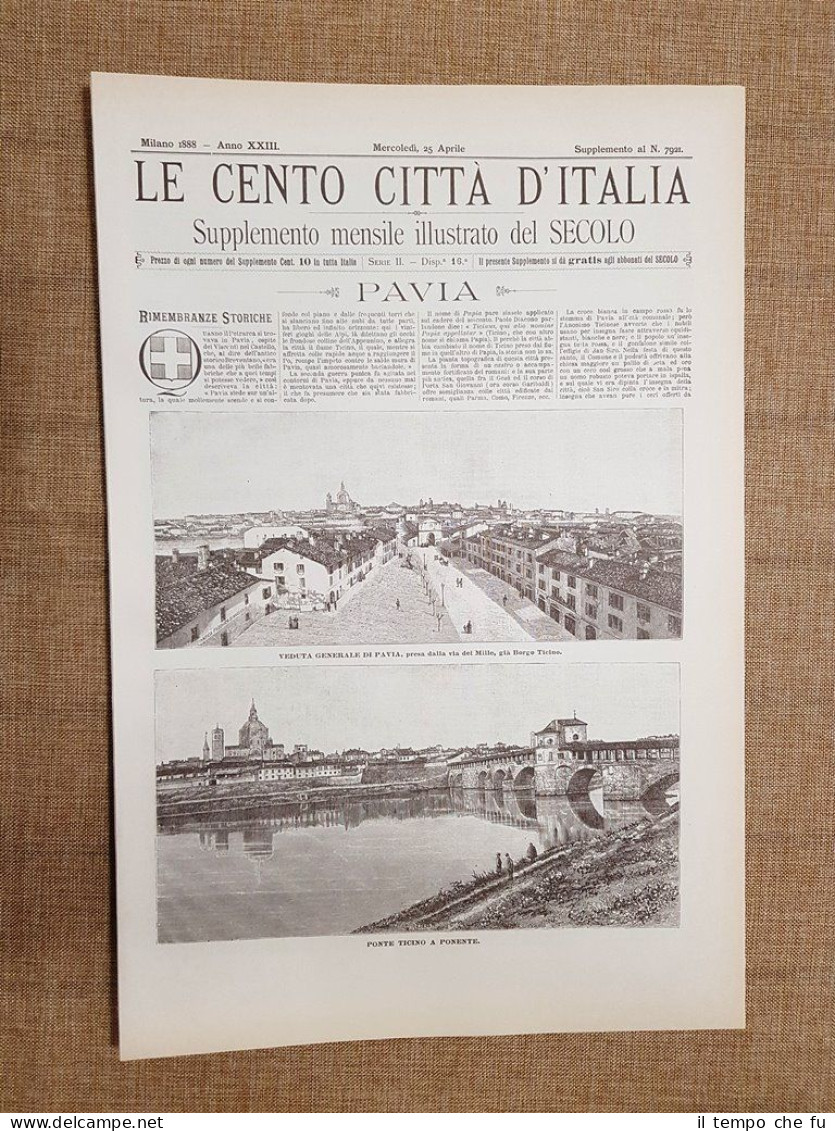 Le Cento Città d'Italia 25 aprile 1888 Pavia Il Secolo …