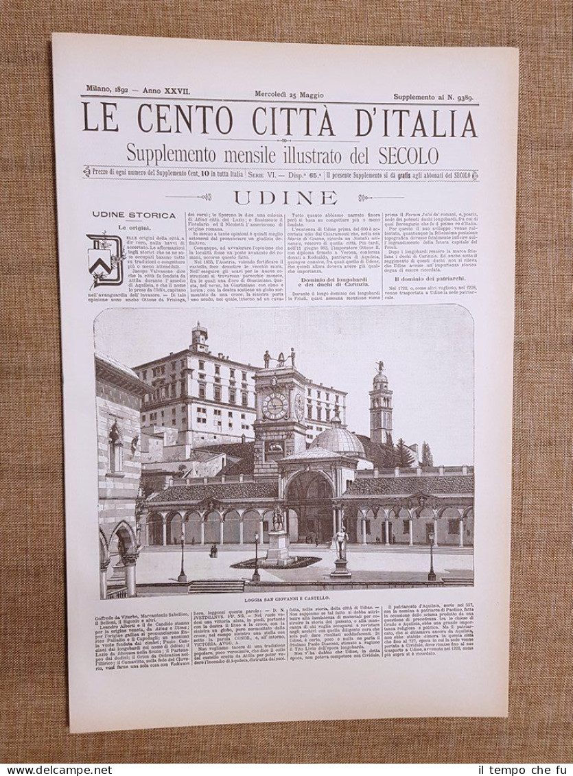 Le Cento Città d'Italia 25 maggio 1892 Udine Il Secolo …