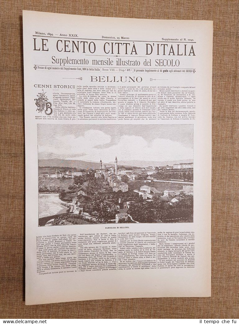 Le Cento Città d'Italia 25 marzo 1894 Belluno Il Secolo …