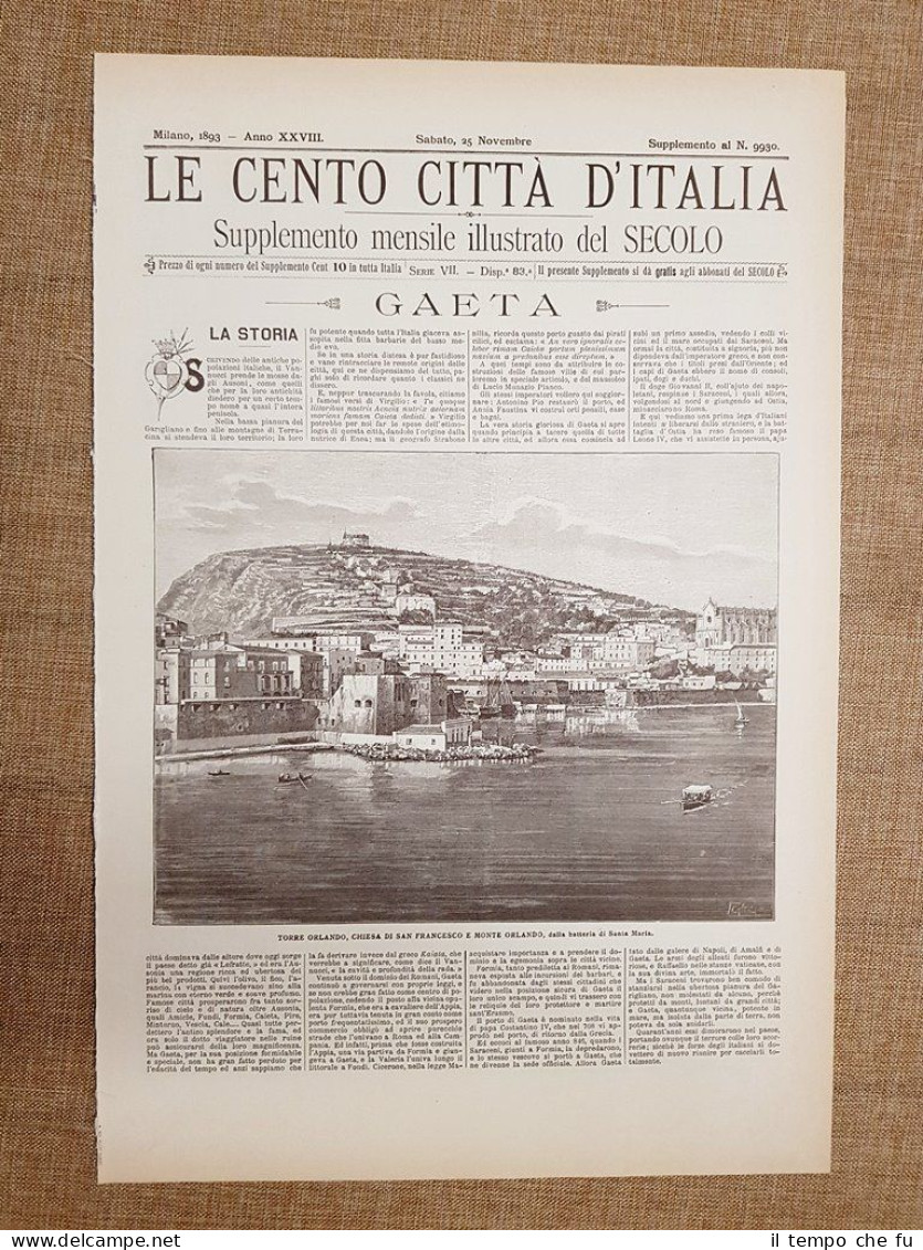 Le Cento Città d'Italia 25 novembre 1893 Gaeta Il Secolo …