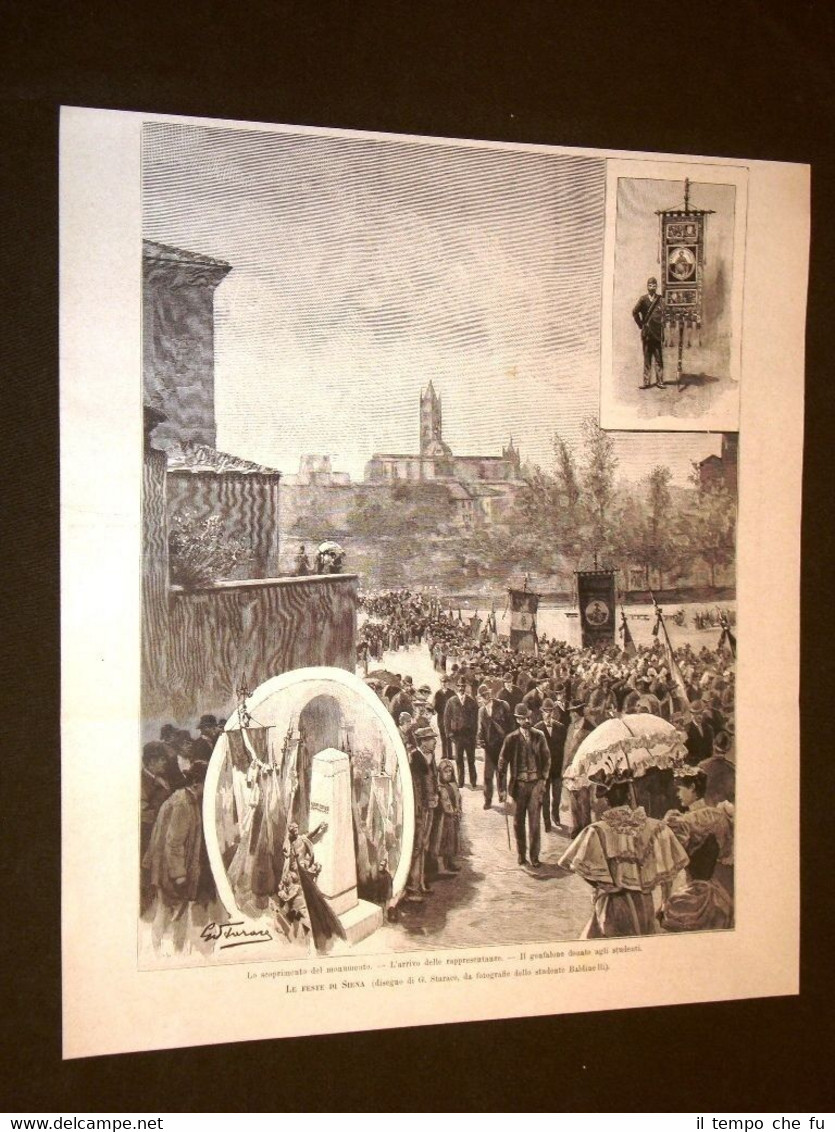 Le Feste di Siena nel 1893 Scoprimento monumento Arrivo rappresentanze …