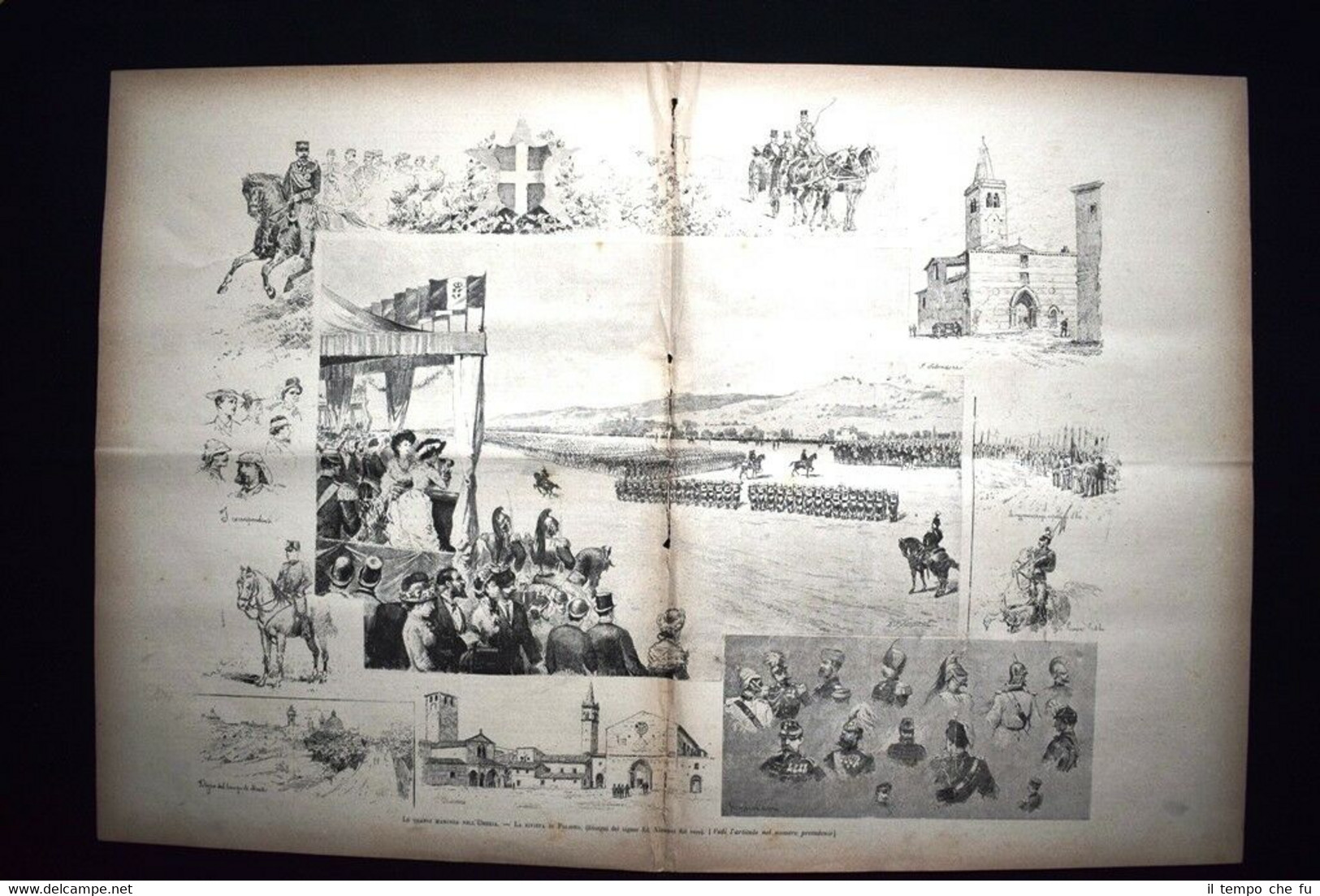 Le grandi manovre nell'Umbria - La rivista di Foligno Incisione …