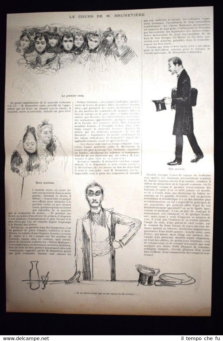 Le lezioni del signor Brunetiere Incisione del 1894