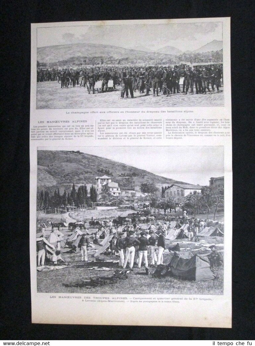Le manovre delle Truppe Alpine Levens (Alpi Marittime) Incisione del …