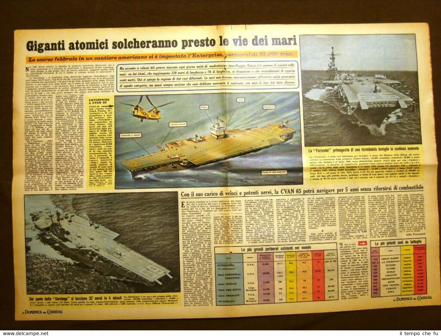 Le navi portaerei nel 1958 Enterprise, Saratoga e Forrestal