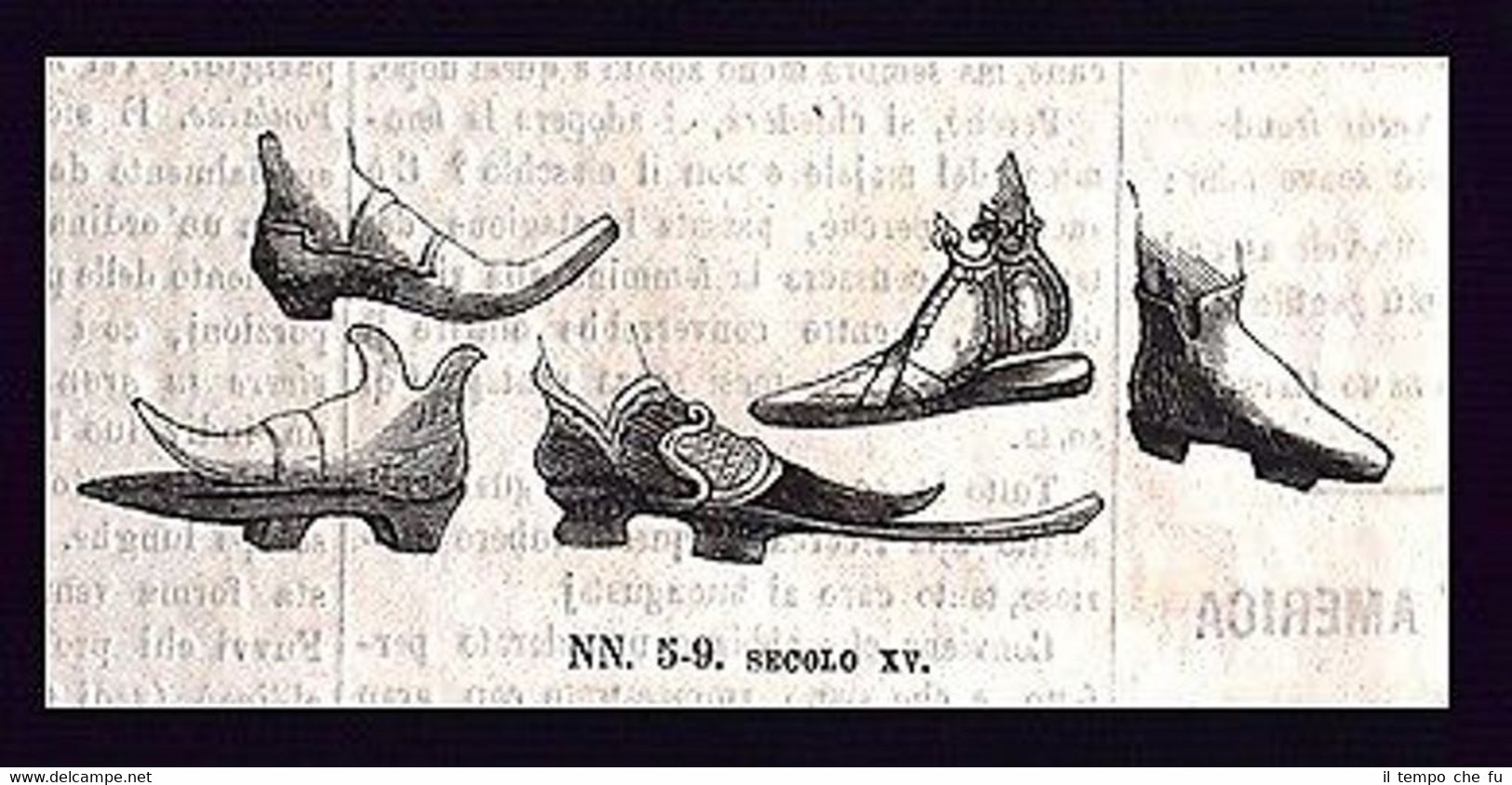 Le scarpe nei secoli - Secolo XV Incisione del 1869