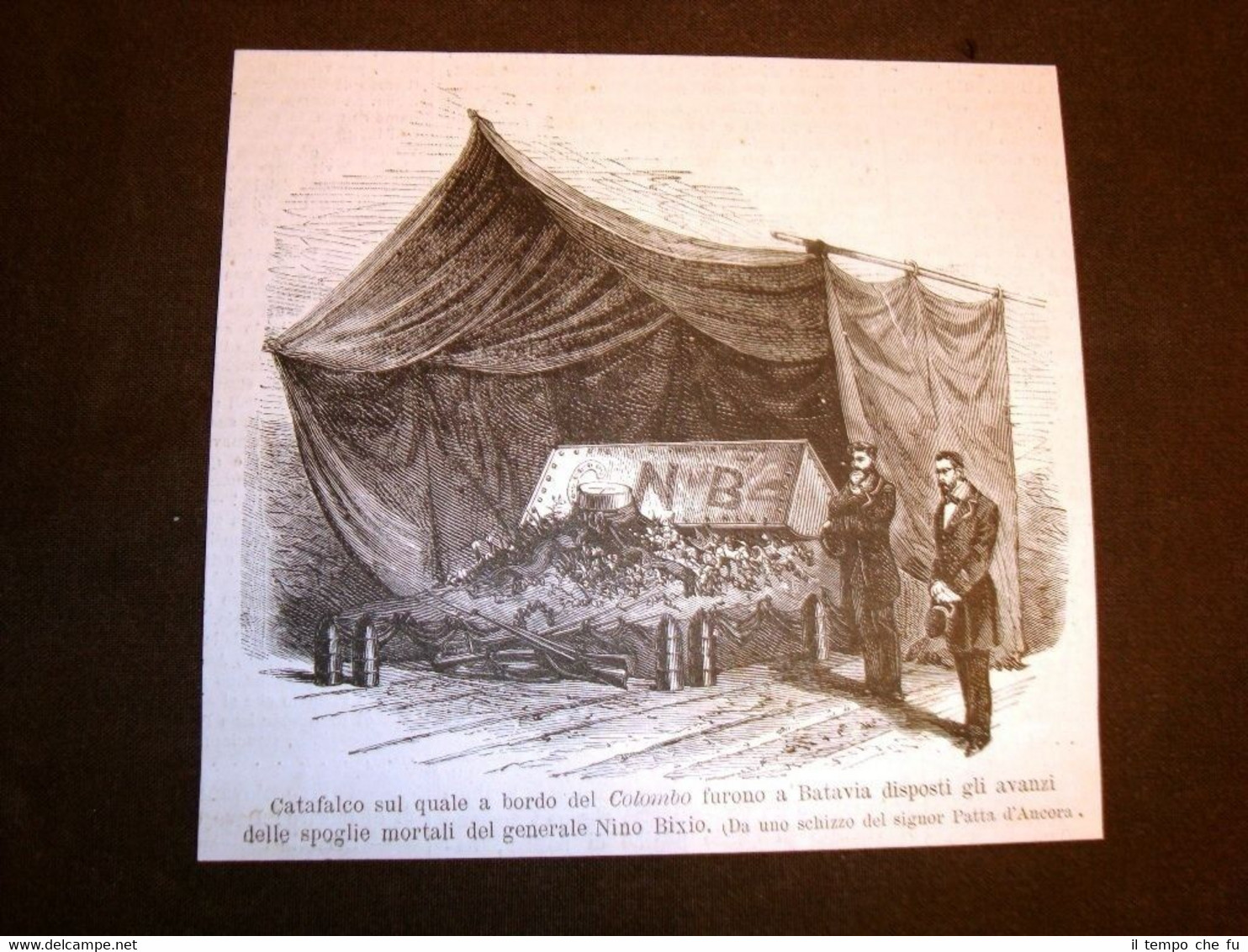 Le spoglie di Nino Bixio nel 1877 Catafalco che le …