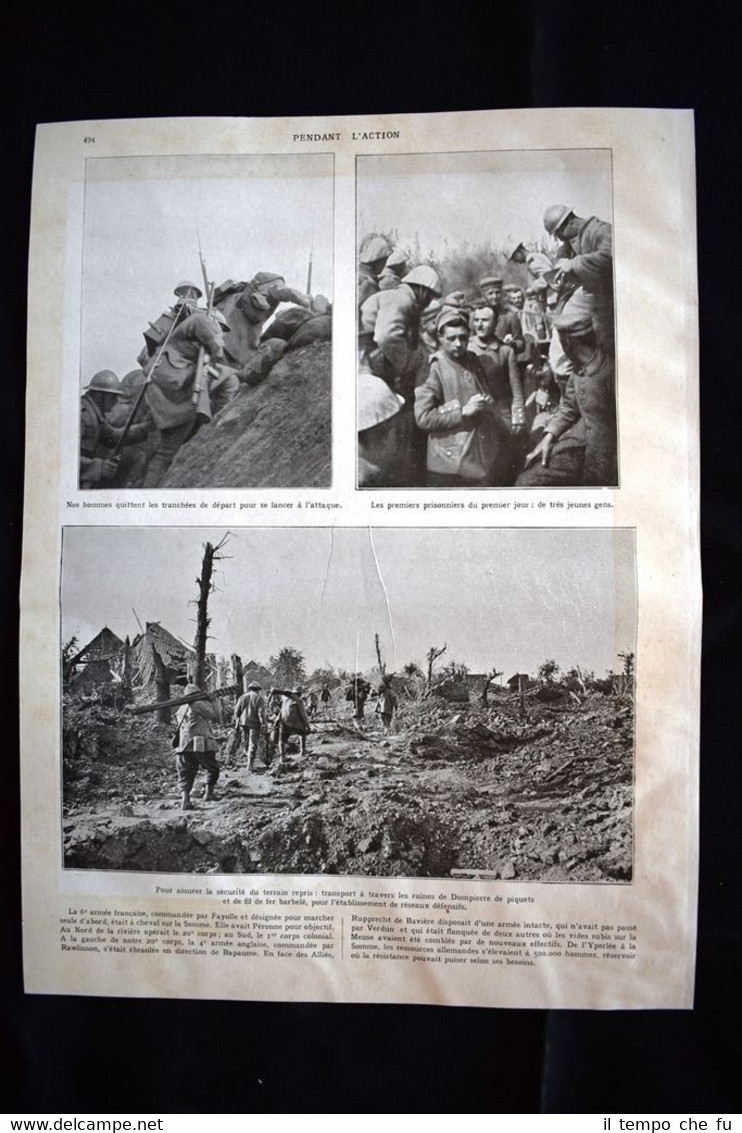 Les tranchées, les prisonniers, le ruines de Dompierre WW1 Guerra …