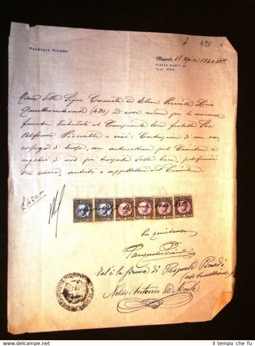 Lettera commerciale Pasquale Picardi di Napoli del 17 Aprile 1940