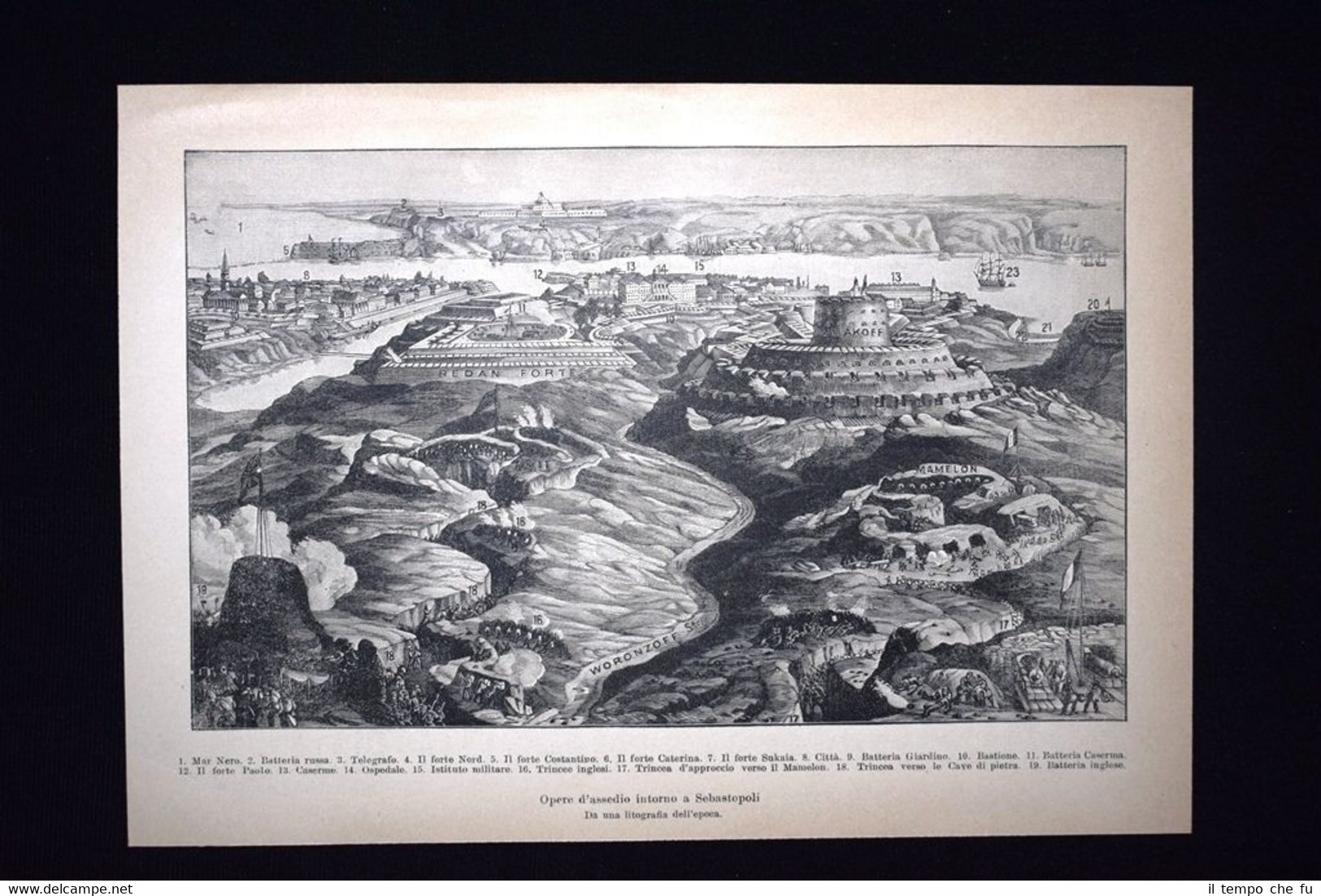 Litografia delle opere d'assedio intorno a Sebastopoli